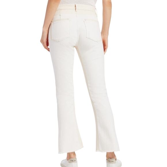 Frame Le Crop Mini Boot Jean 28 Two-Tone White Cream Color Block Casual Summer - Picture 10 of 11